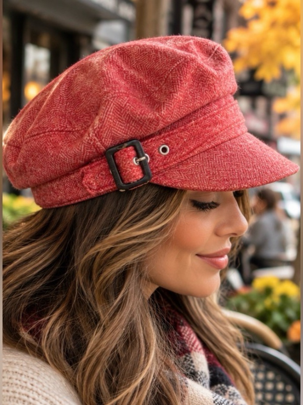 J CREW Orange Tweed Wool Newsboy Cap - Great Shape!